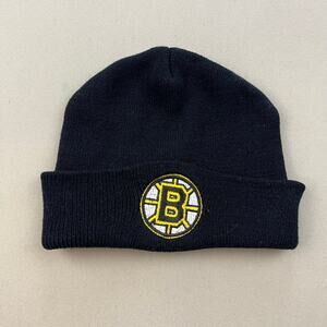 Vintage Boston Bruins Beanie Hat Black Knit Cuffed G-Cap NHL Hockey Logo 90s